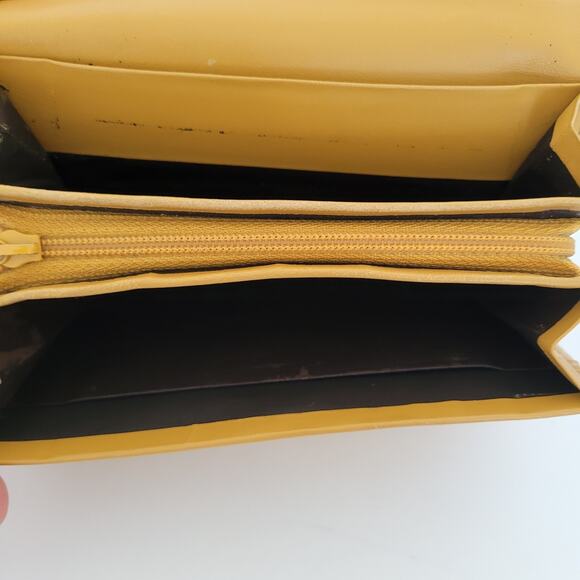 Nina Ricci Mustard Yellow Wallet Leather Italian Bifold Boho Designer - Picture 4 of 11